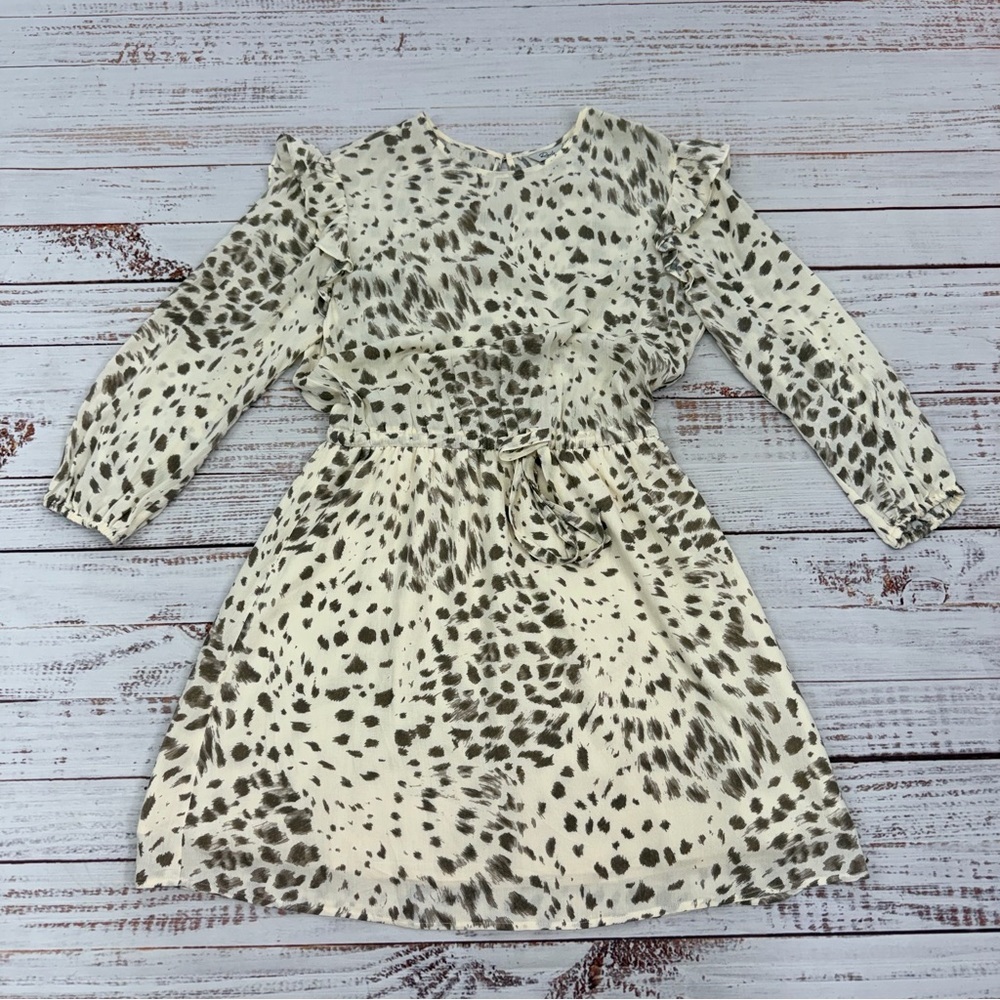 Rails Size Small Ora Puma Chiffon Ivory Beige Brown Animal Print Mini Dress - Picture 10 of 15